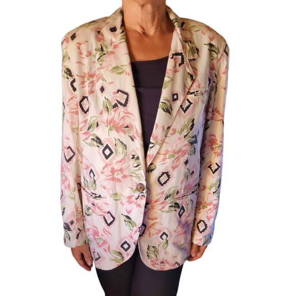 Vintage Floral Blazer - Pink and Black - Picture 1 of 9